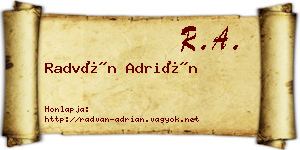 Radván Adrián névjegykártya